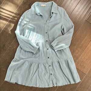 Light Blue Button-Up Dress